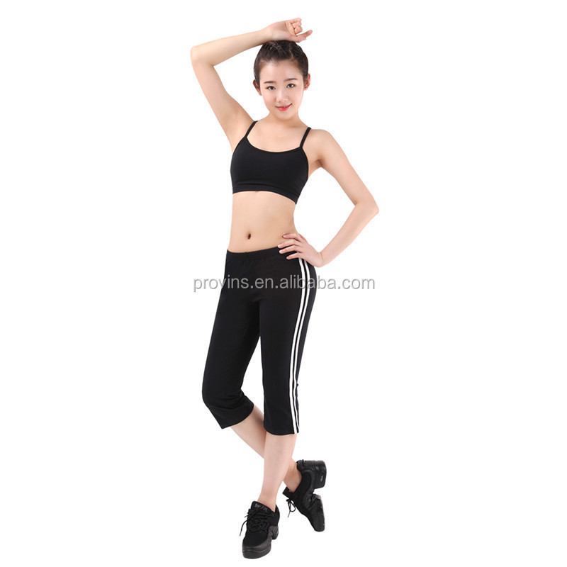 Girls Black Jazz Bottoms Cotton Dance Capri Pants