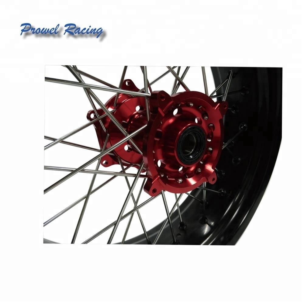 Motorcycle Motocross Supermoto Alloy Wheel complete wheels with red hub