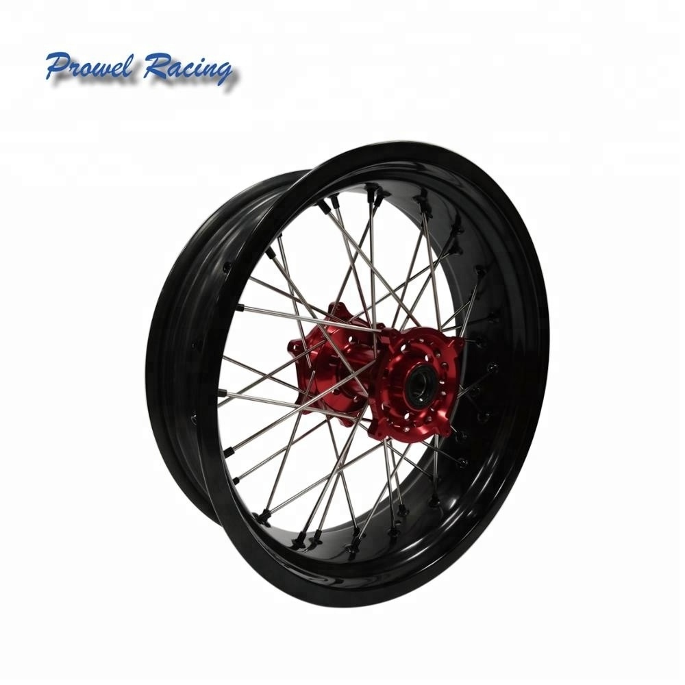 Motorcycle Motocross Supermoto Alloy Wheel complete wheels with red hub