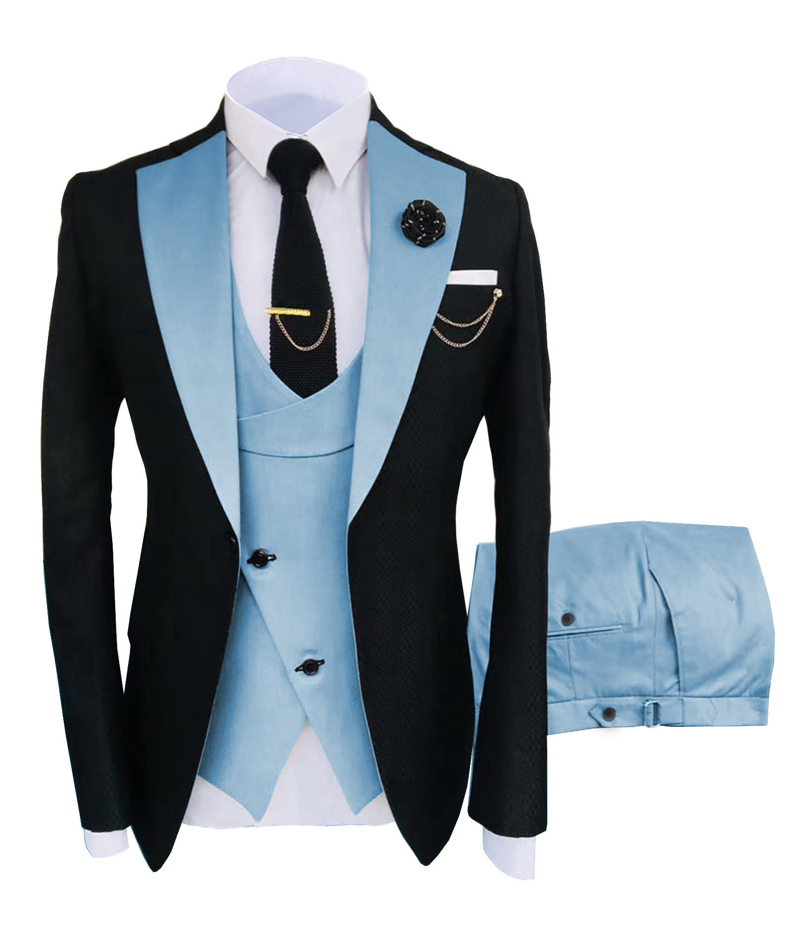 Custom Design Men Suits 3 Pieces Blazer Vest Pants Set Wedding Business Men's Suits Single Breasted Formal for Men Polyester