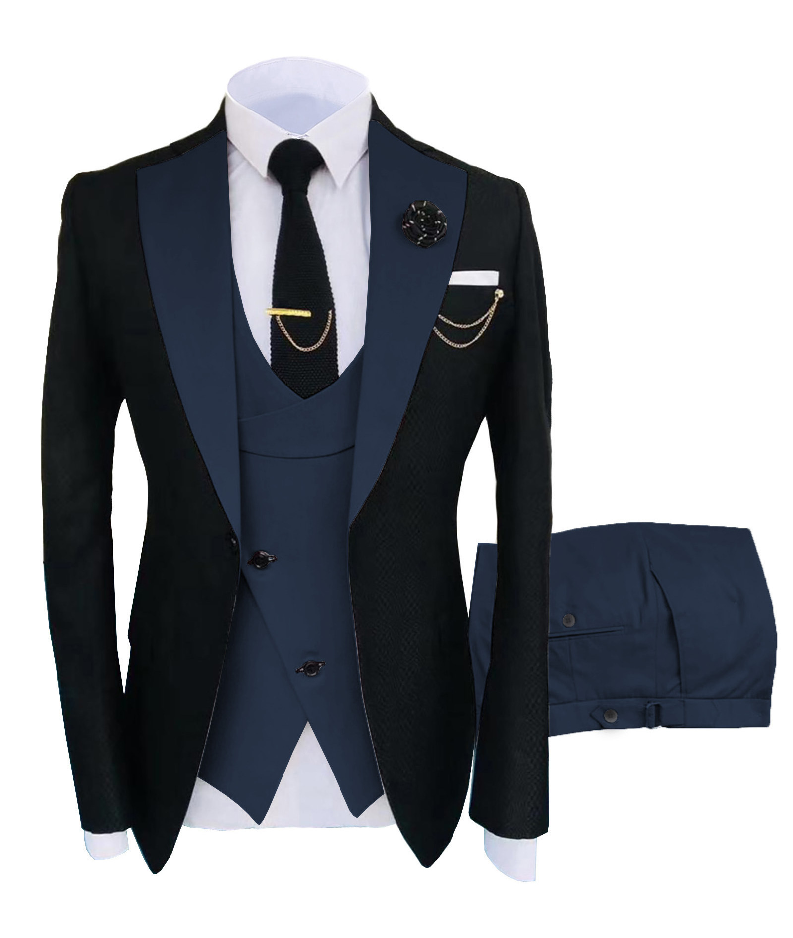 Custom Design Men Suits 3 Pieces Blazer Vest Pants Set Wedding Business Men's Suits Single Breasted Formal for Men Polyester