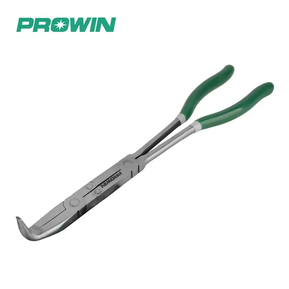 PROWIN 11351Bent Long Reach Needle Nose Pliers  45  Degree Hook Tying Special  Double Joint Tools Multi-function Plier