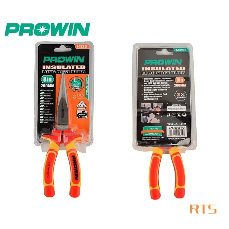 PROWIN 14120 8inch 200mm VDE Insulated Long Nose Pliers