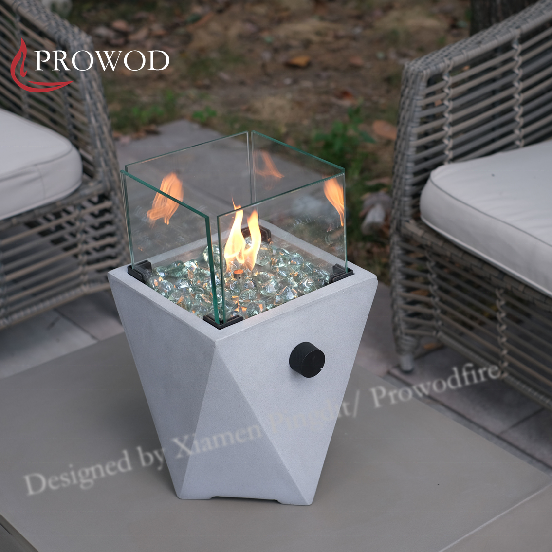 2023 New Design Precast Concrete Rubbing Propane Fireplace Gas Small Fire Pits