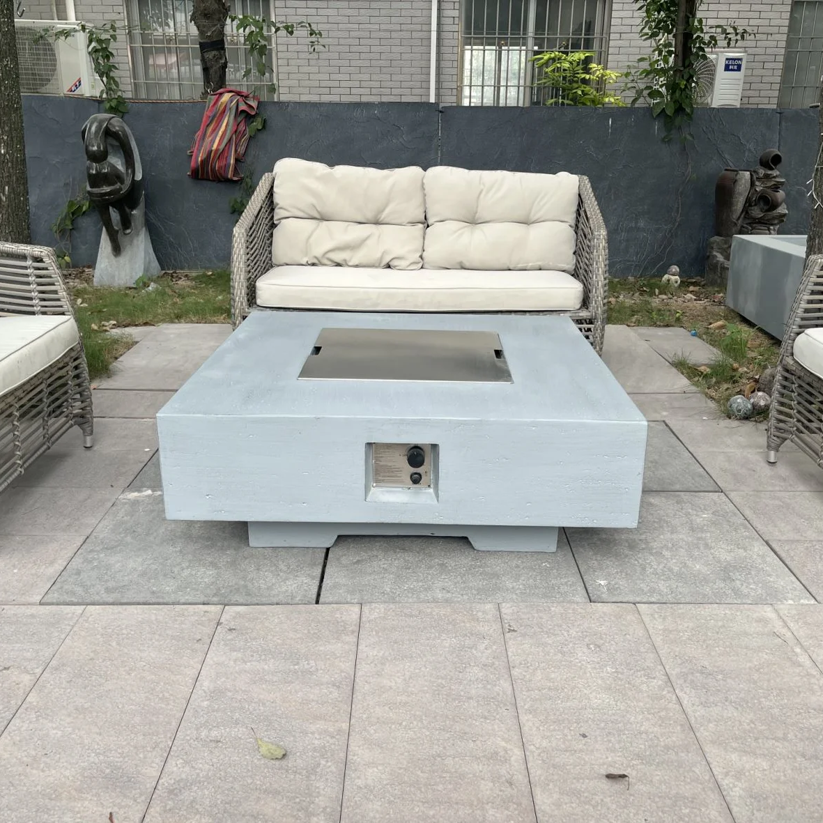 Garden Supplier Square Gas Fire Table Smokeless Propane Gas Fire Pits Outdoor Concrete Gas Fireplace