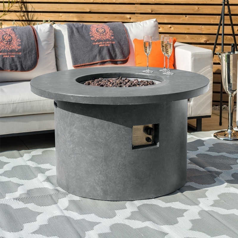 Outdoor Cast Concrete  42 inches GRC Fire Table Smokeless Fire Column 65K BTUs Gas Propane Fire Pits