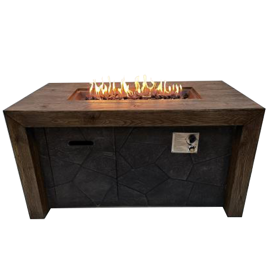 Wood grain concrete fire pit table outdoor gas fire pit for garden