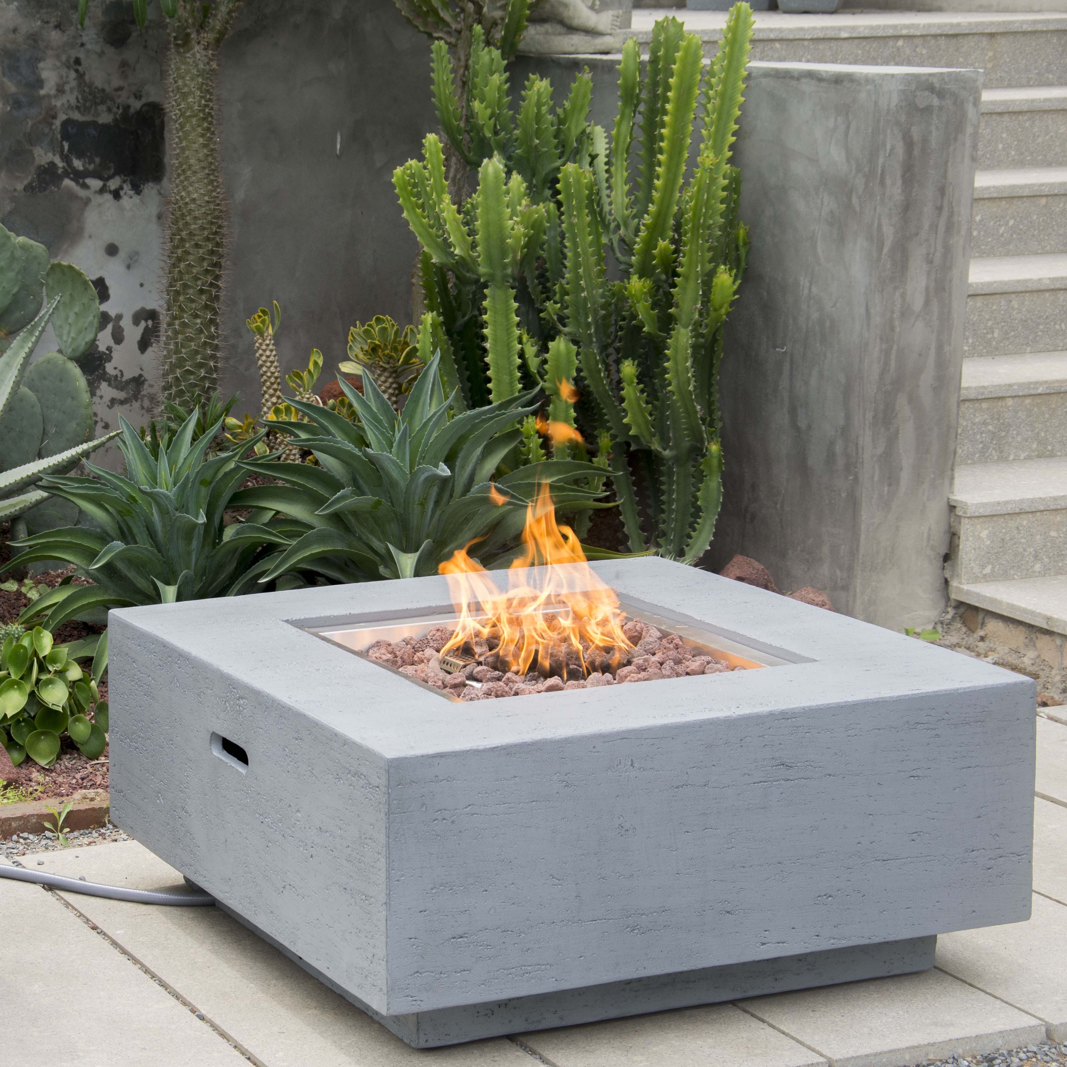 36 Inch Square Concrete Patio Propane Coffee Fire Table Fire Pit