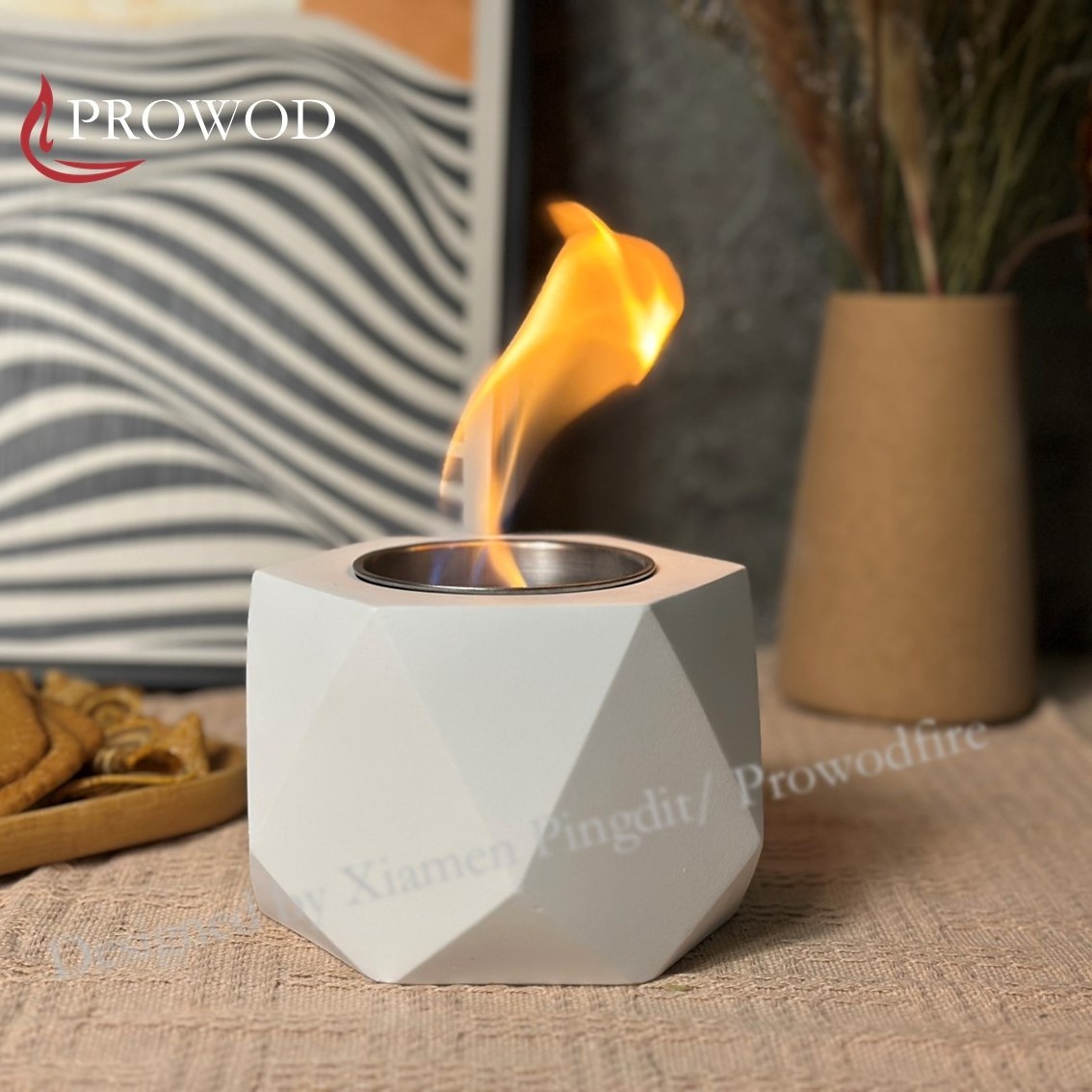 Mini Diamond Shape Cement Fireplace Bio Ethanol Burning Fire Pits Desktop Decoration Fireplace