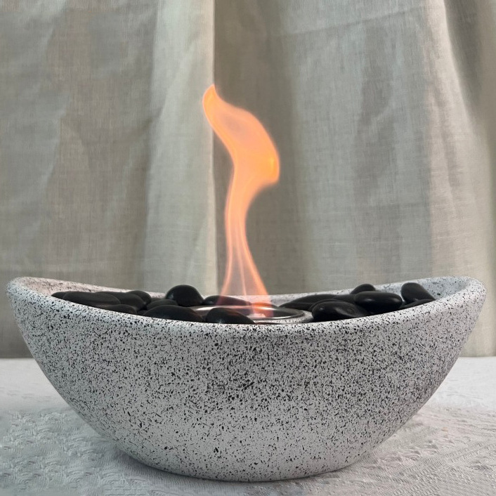 Bio Ethanol Fireplace Indoor Decoration Small Alcohol Fire Pits Bowl Portable Cement Tabletop Fireplace