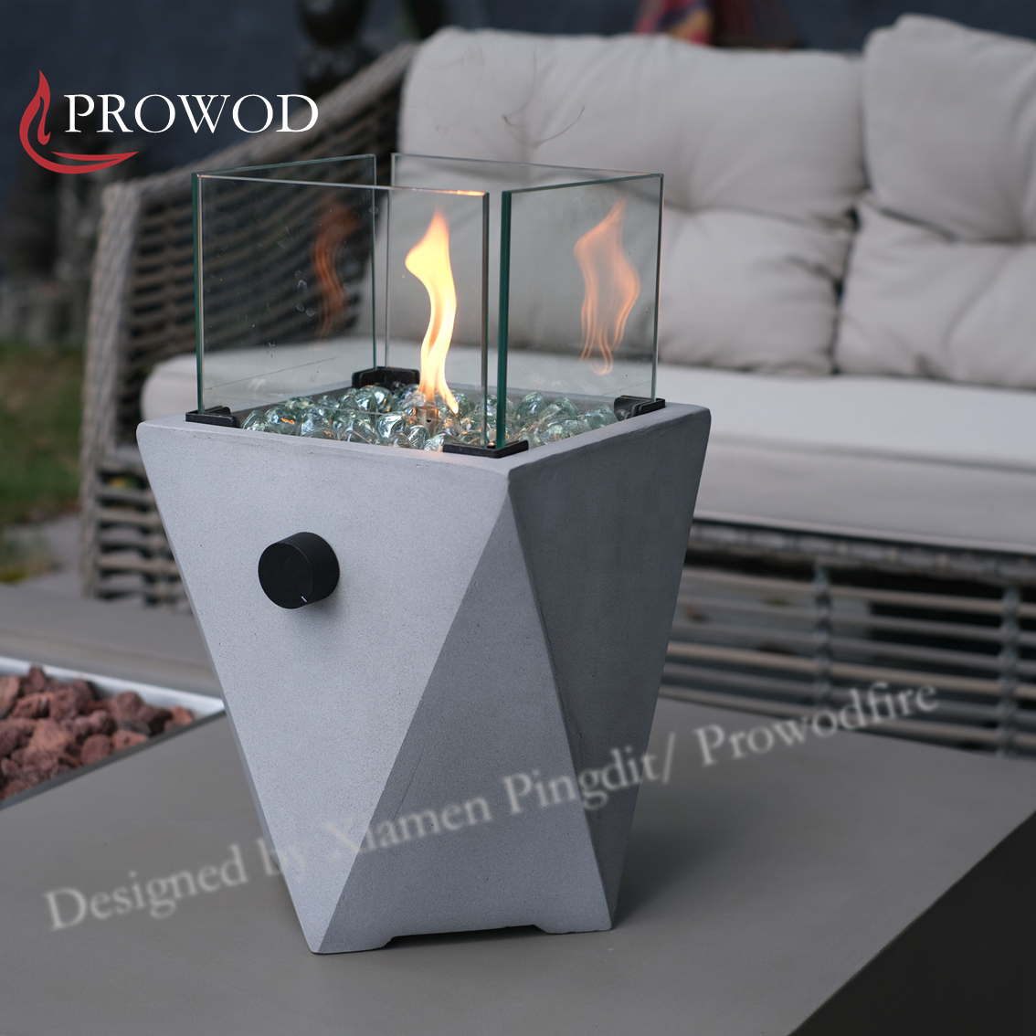 2023 New Design Precast Concrete Rubbing Propane Fireplace Gas Small Fire Pits