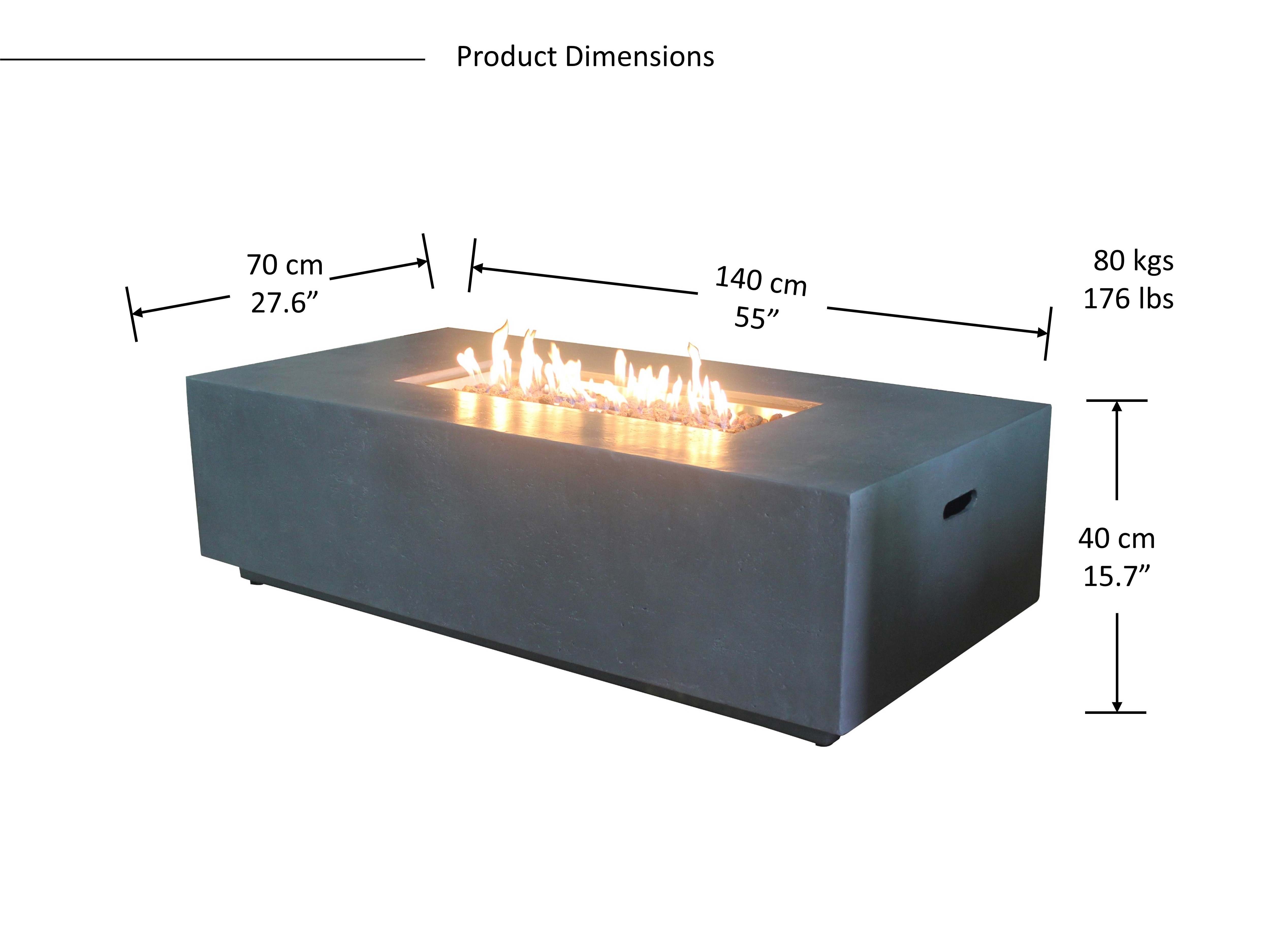 Concrete Fireplace Patio Outdoor Firepit Propane Gas Fire Pit Table Rectangle Table With Fire