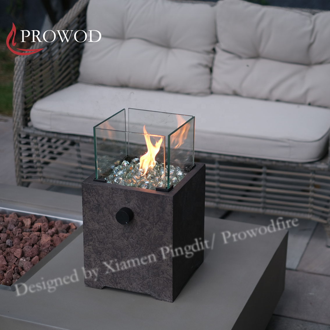 Superior Quality Portable Mini Tabletop Fireplace Concrete Table Top Fire Pit  Mini Gas Lantern