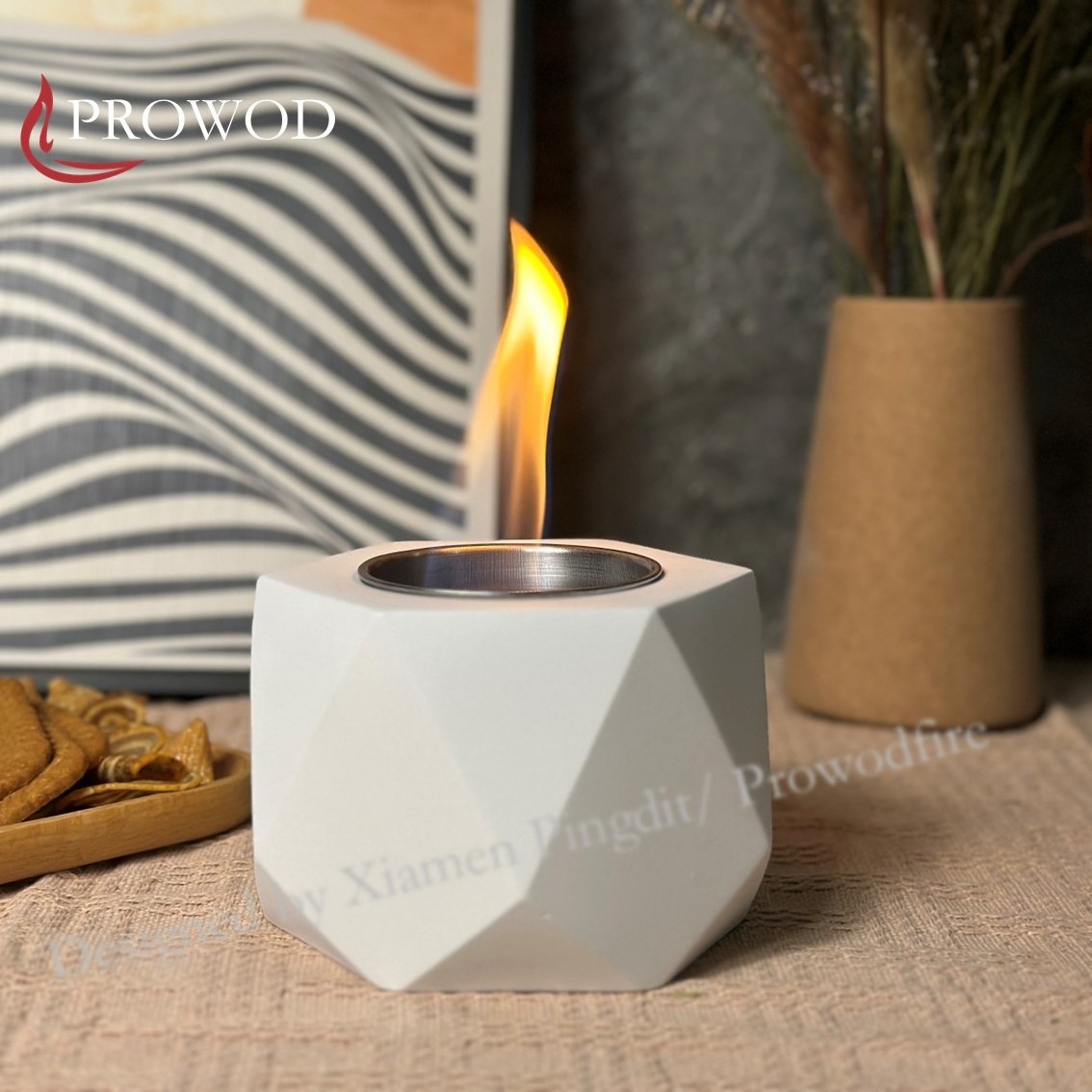 Mini Diamond Shape Cement Fireplace Bio Ethanol Burning Fire Pits Desktop Decoration Fireplace