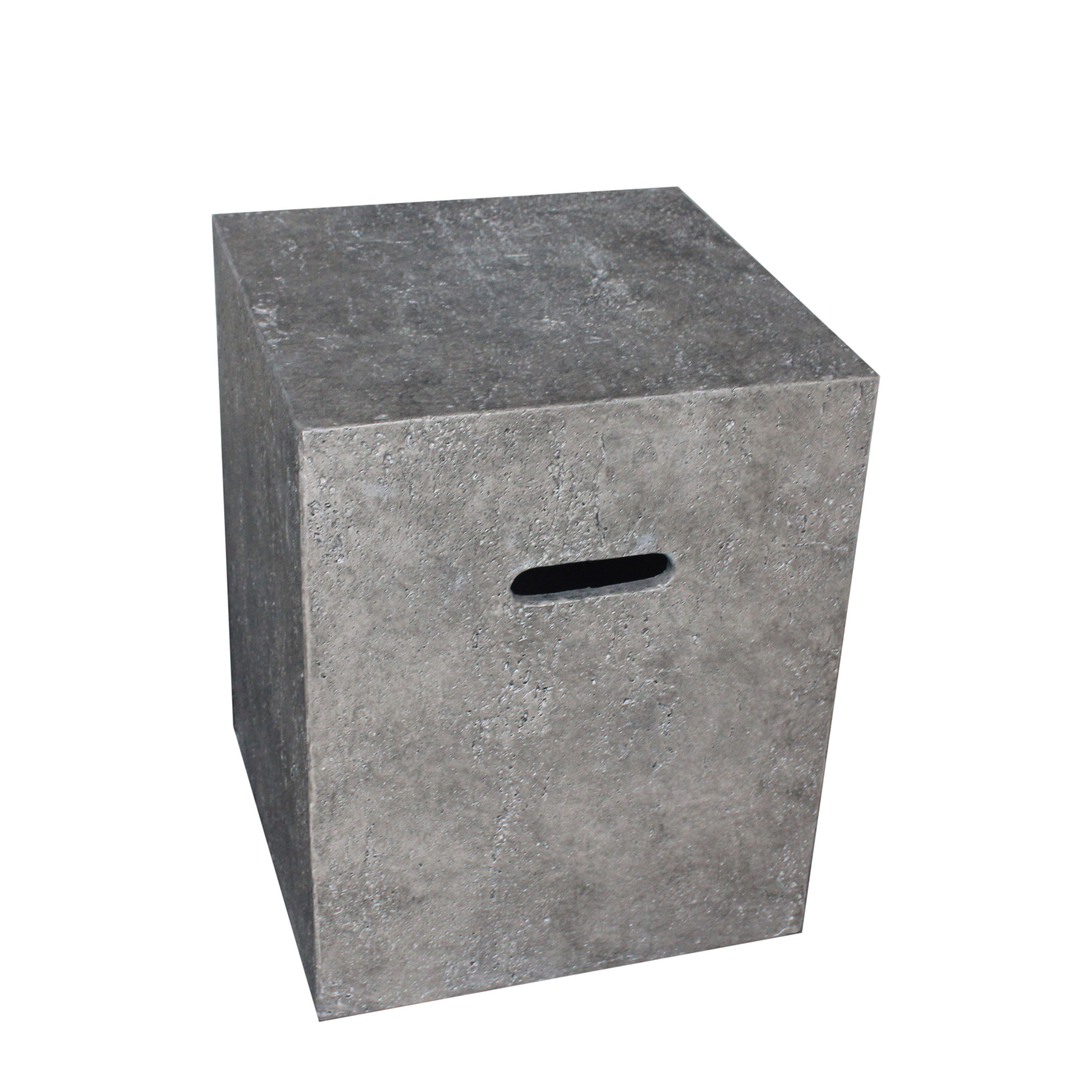 classic grey concrete gas tank cover outdoor garden propane square fire pit cover