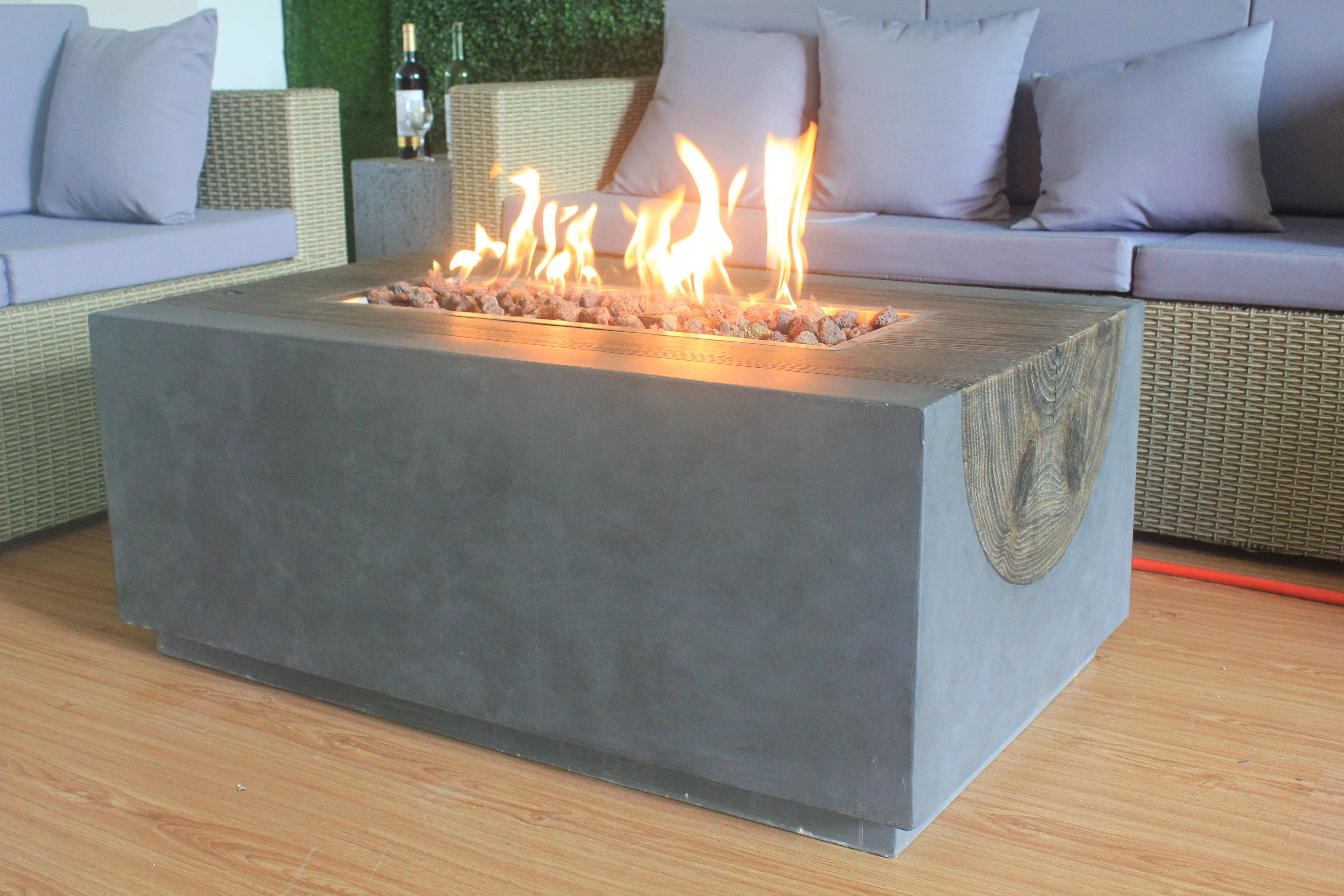 Special Design Square Outdoor Table Top Propane Fire Pit Table In Patios