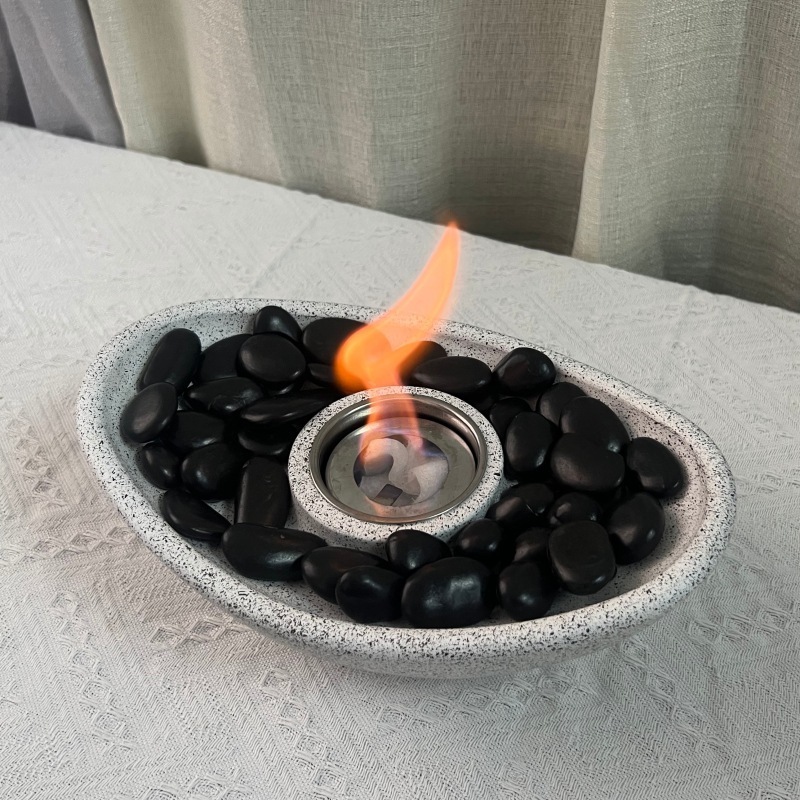 Bio Ethanol Fireplace Indoor Decoration Small Alcohol Fire Pits Bowl Portable Cement Tabletop Fireplace