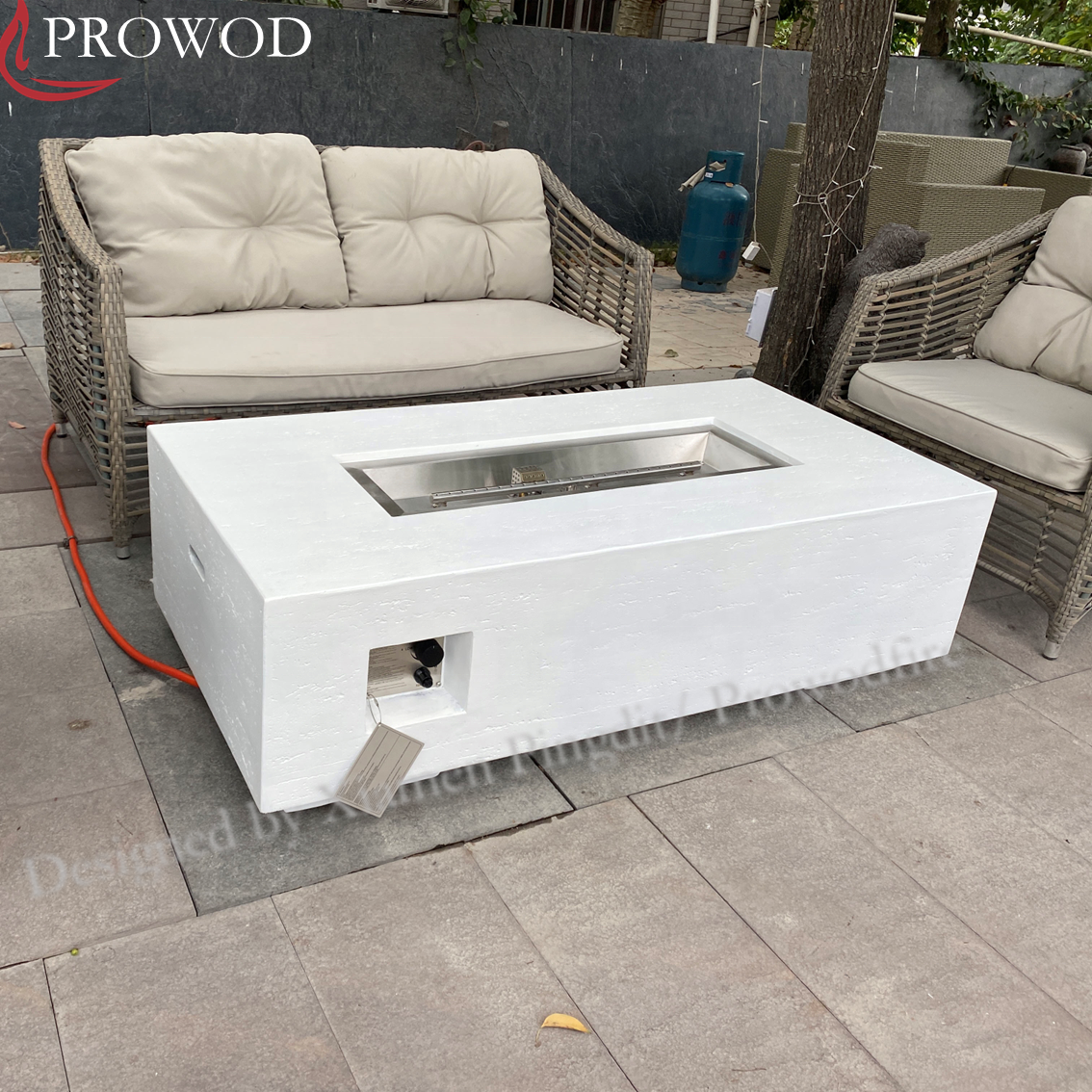 Garden Supplier Outdoor Heating Large Rectangular Smokeless Strong Flame Concrete Fire Table