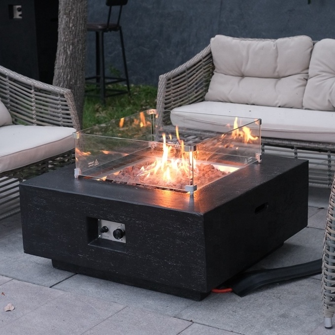 Multi- Color Options Concrete Gas Fire Pits GFRC/GRC 65000 BTUS Outdoor Gas Fireplace with Waterproof Canvas Cover