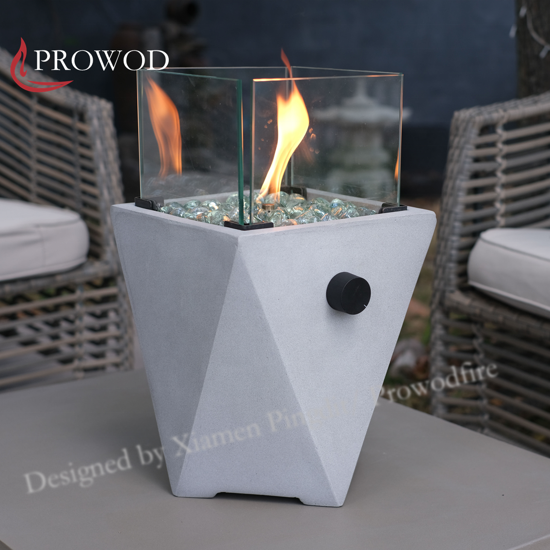 2023 New Design Precast Concrete Rubbing Propane Fireplace Gas Small Fire Pits