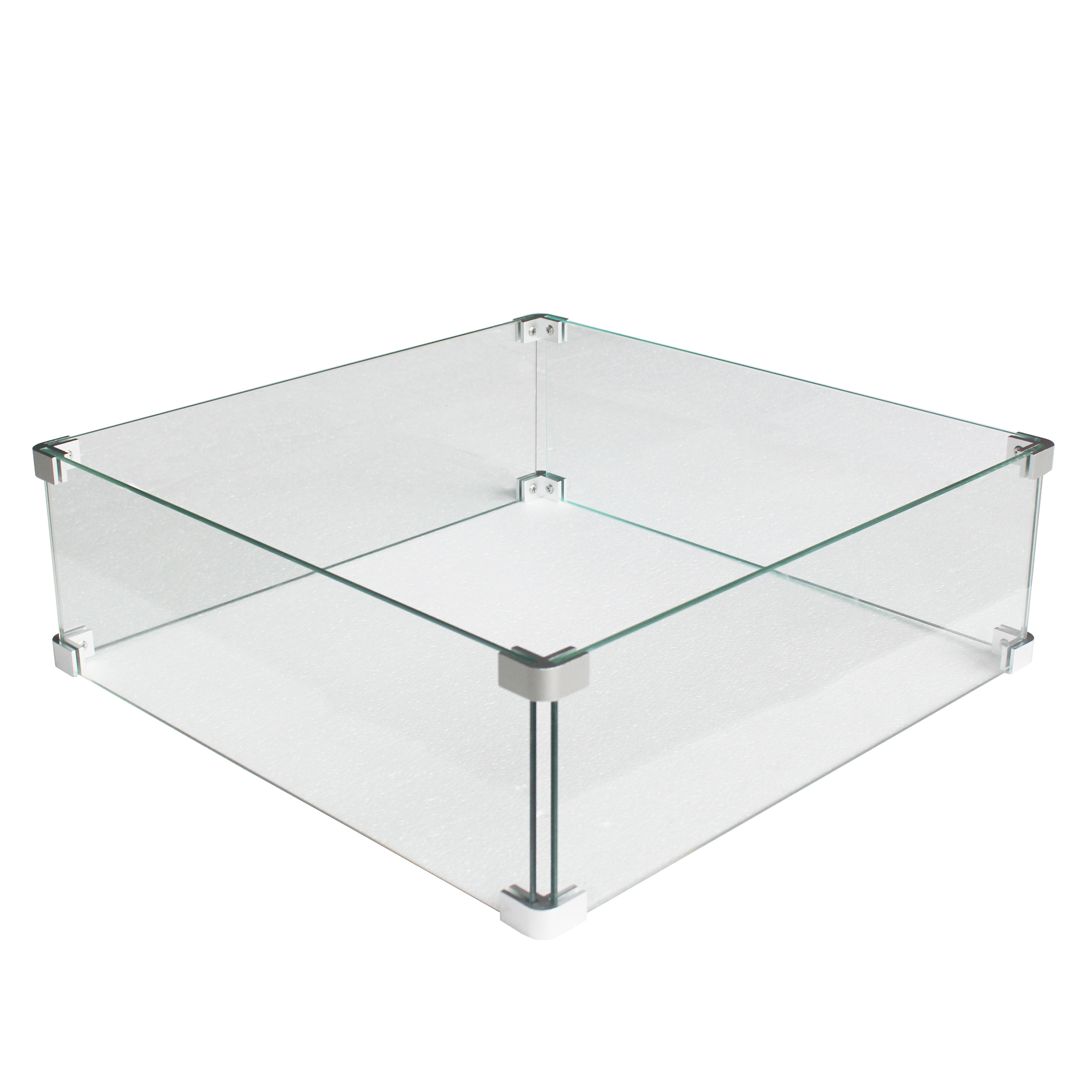 made in china fire table accessories spark square screen cover fire pit clear tempered glass wind guard