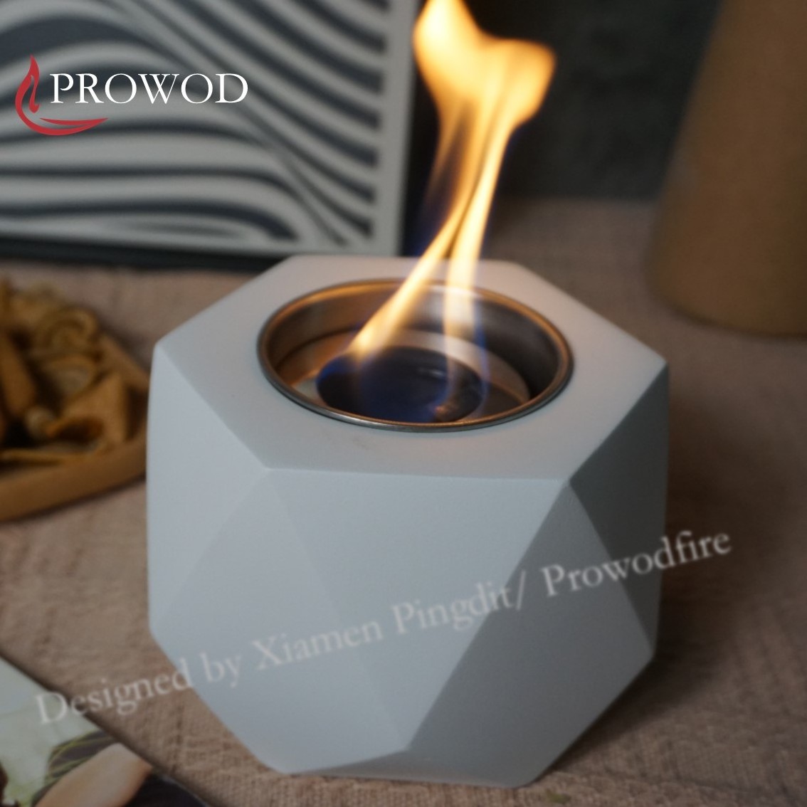 Mini Diamond Shape Cement Fireplace Bio Ethanol Burning Fire Pits Desktop Decoration Fireplace