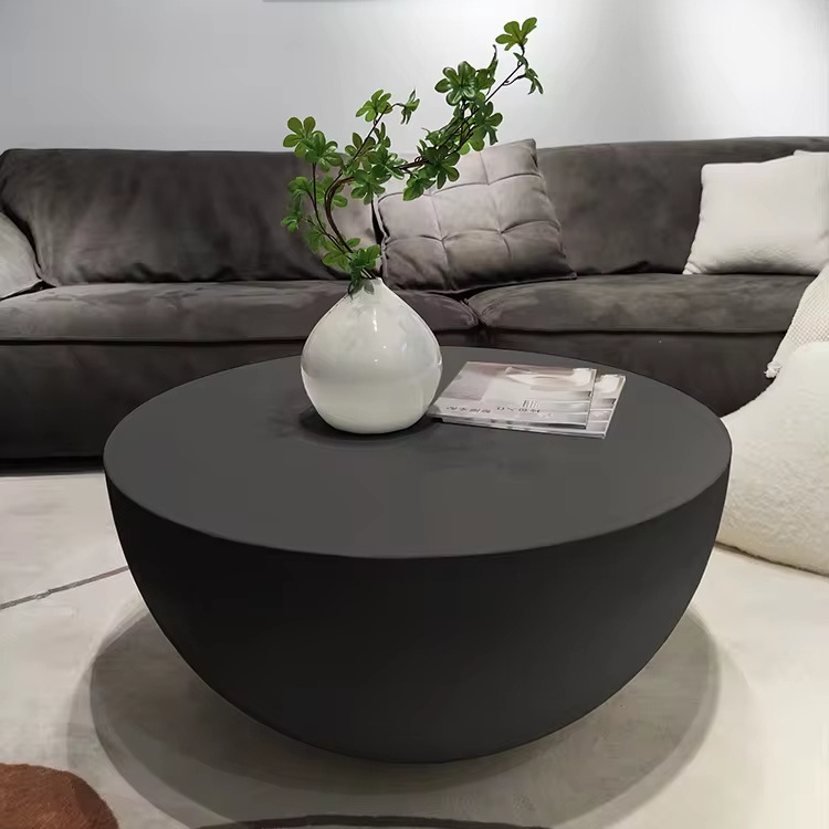 Contemporary Modern Round Coffee Table Concrete Accent Sofa Table Coffee Table for Living Room