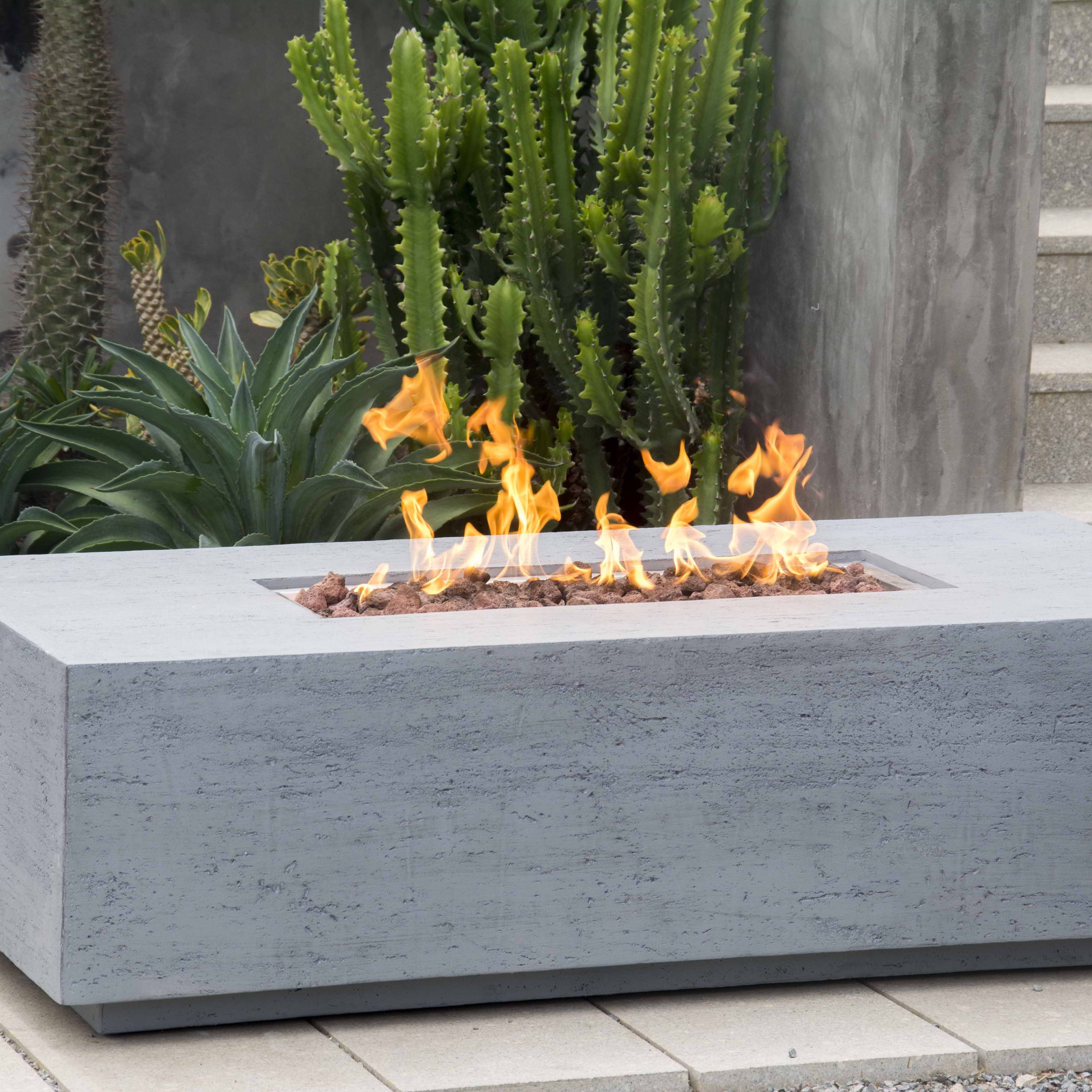 Top Rated Item in 2023 Outdoor Concrete Fireplace Large Rectangular Fire Table with Strong Flame