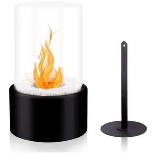 Concrete Tabletop Fire Pit Ethanol Fire Pit Mini Personal Fireplace for Indoor & Garden