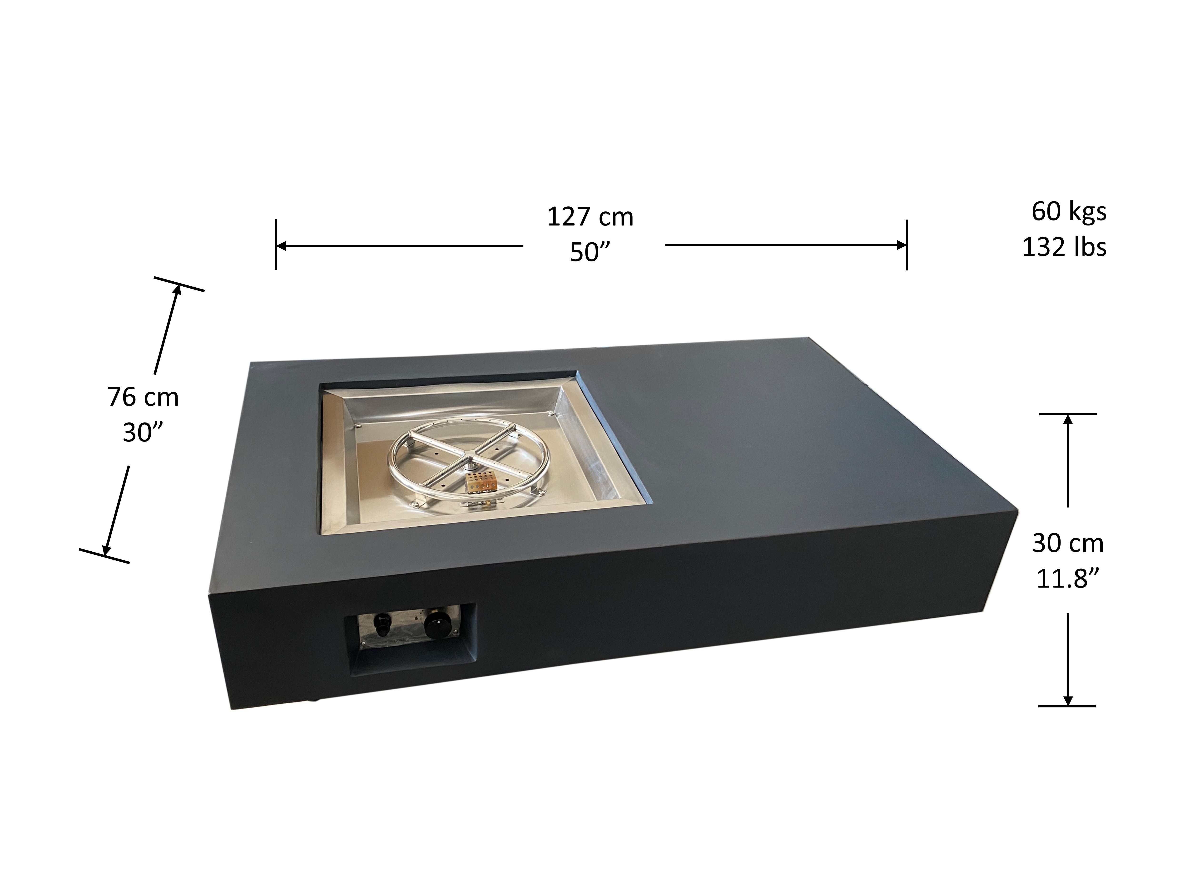 Concrete outdoor propane fire basin table  weatherproof  propane fire table - adjustable flame fire pits