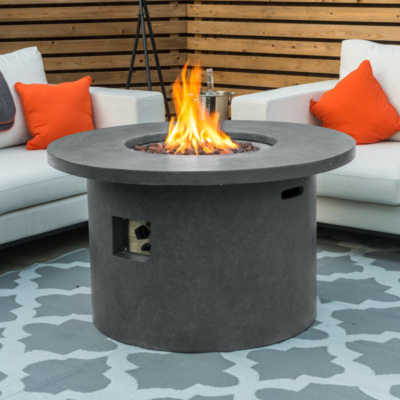 Outdoor Cast Concrete  42 inches GRC Fire Table Smokeless Fire Column 65K BTUs Gas Propane Fire Pits