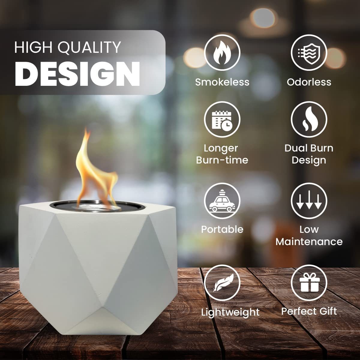 Wholesale Smokeless Mini Concrete Fire Pit Modern Table Top Fire Pit Bio Ethanol Tabletop Fireplace Portable Firepit