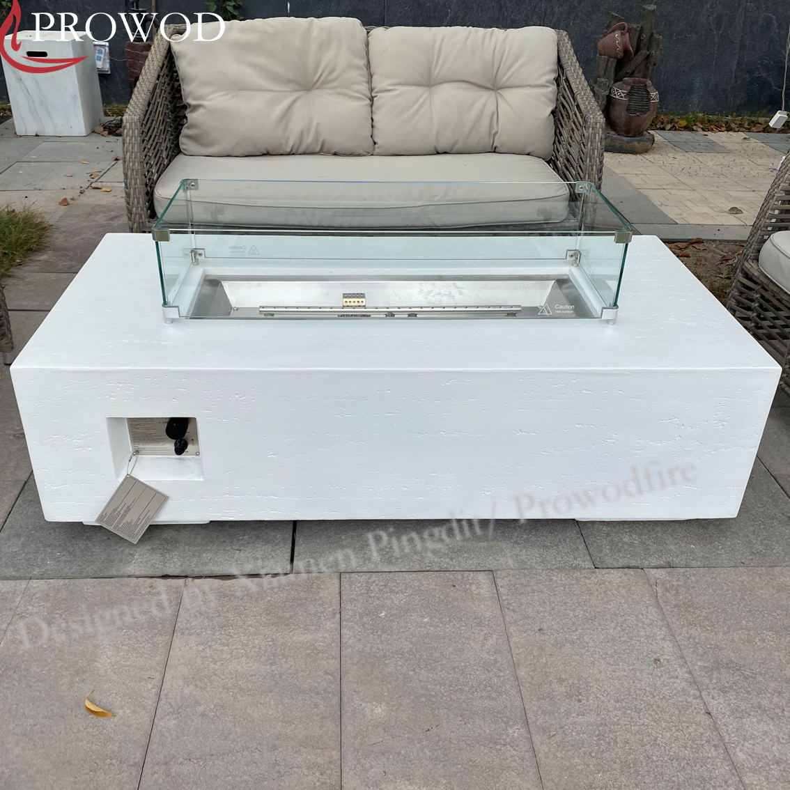 Garden Supplier Outdoor Heating Large Rectangular Smokeless Strong Flame Concrete Fire Table