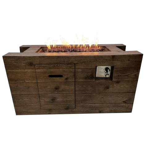 Wood grain concrete fire pit table outdoor gas fire pit for garden