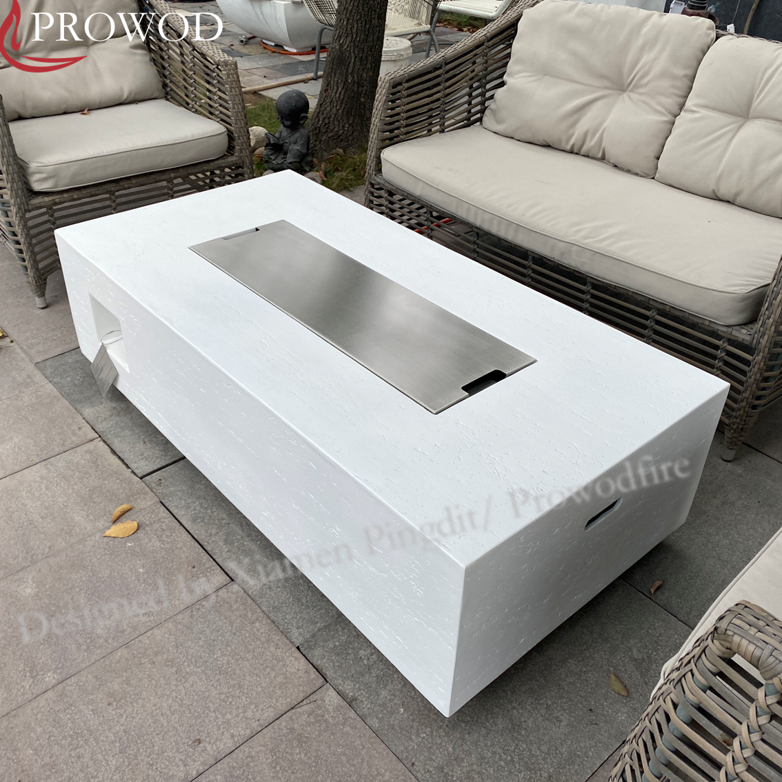 Garden Supplier Outdoor Heating Large Rectangular Smokeless Strong Flame Concrete Fire Table