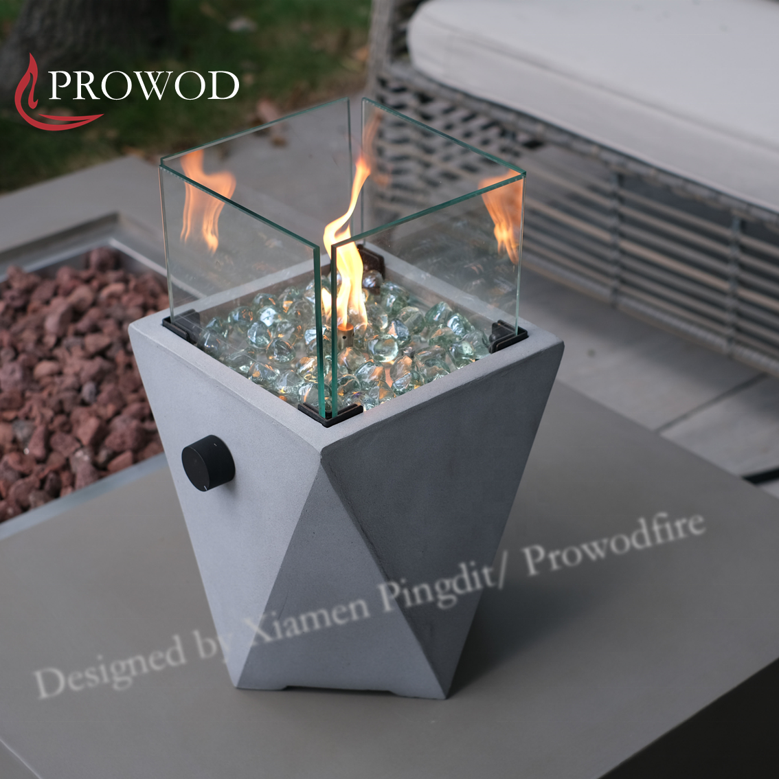 2023 New Design Precast Concrete Rubbing Propane Fireplace Gas Small Fire Pits