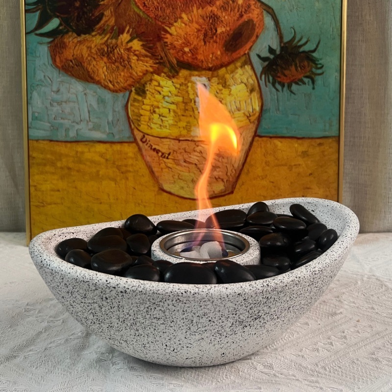 Bio Ethanol Fireplace Indoor Decoration Small Alcohol Fire Pits Bowl Portable Cement Tabletop Fireplace