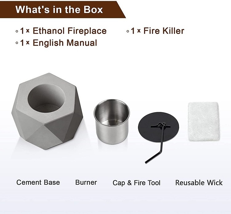 Wholesale Smokeless Mini Concrete Fire Pit Modern Table Top Fire Pit Bio Ethanol Tabletop Fireplace Portable Firepit