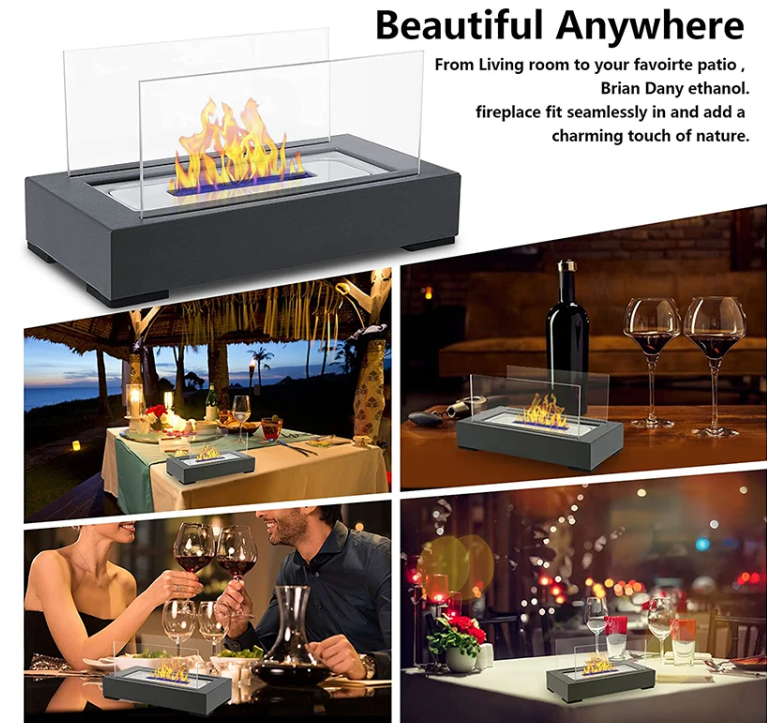 Factory wholesale tabletop fire pit modern designs Bio fuel burner heater rectangle fireplace