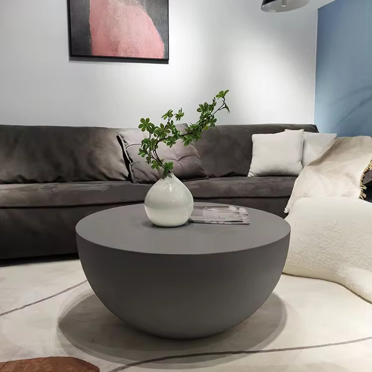 Contemporary Modern Round Coffee Table Concrete Accent Sofa Table Coffee Table for Living Room