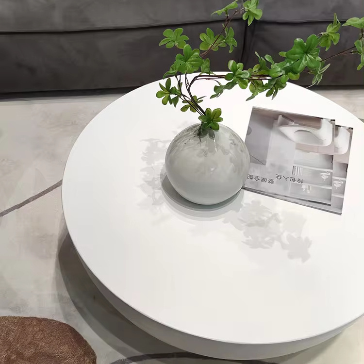 Contemporary Modern Round Coffee Table Concrete Accent Sofa Table Coffee Table for Living Room