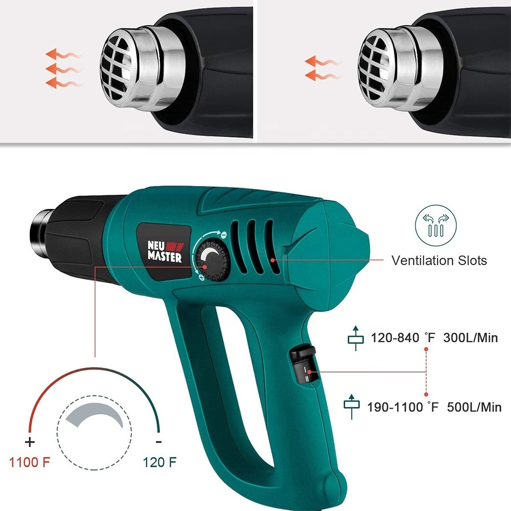 Dual Temperature Mobile heat gun  2000W with 4 concentrator Nozzles