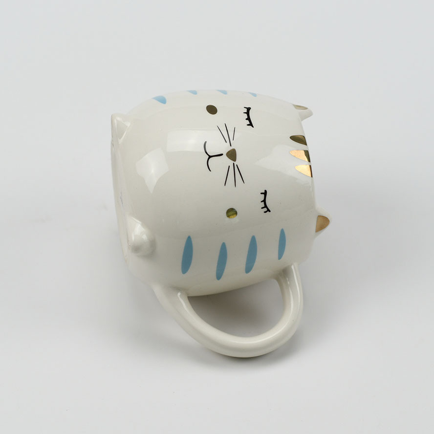 Wholesale printed 3d ceramic cat shaped coffee mug