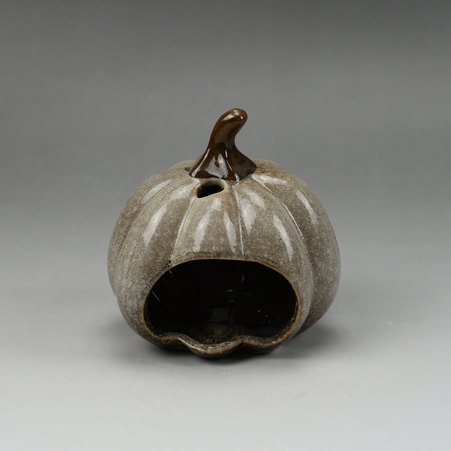 Halloween decor pumpkin shape ceramic tealight candle holder