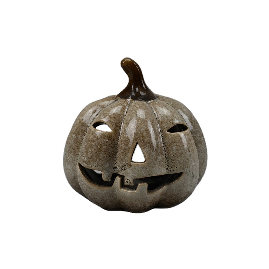 Halloween decor pumpkin shape ceramic tealight candle holder