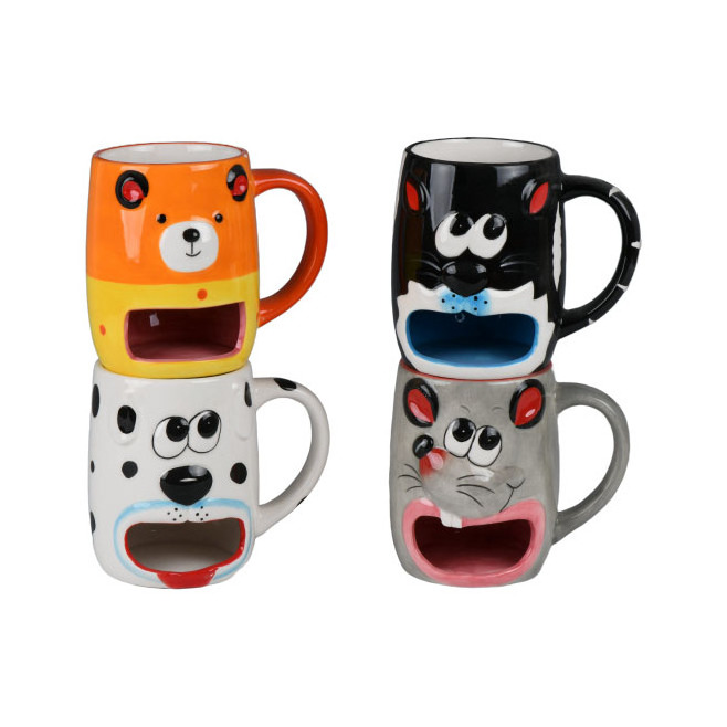 Custom 3D animal ceramic cookie mug with biscuit holder