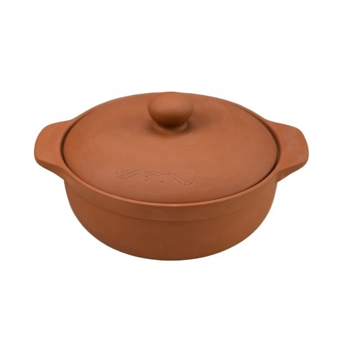 Customized cheap ceramic clay cooking soup pot with handle and lid