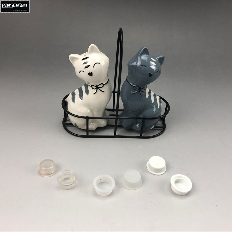 Wholesale cheap cat shape animal ceramic salt and pepper shaker set