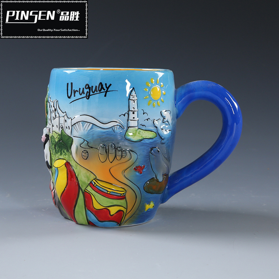 Factory direct cheap promotional tourist souvenir 3d ceramic cup