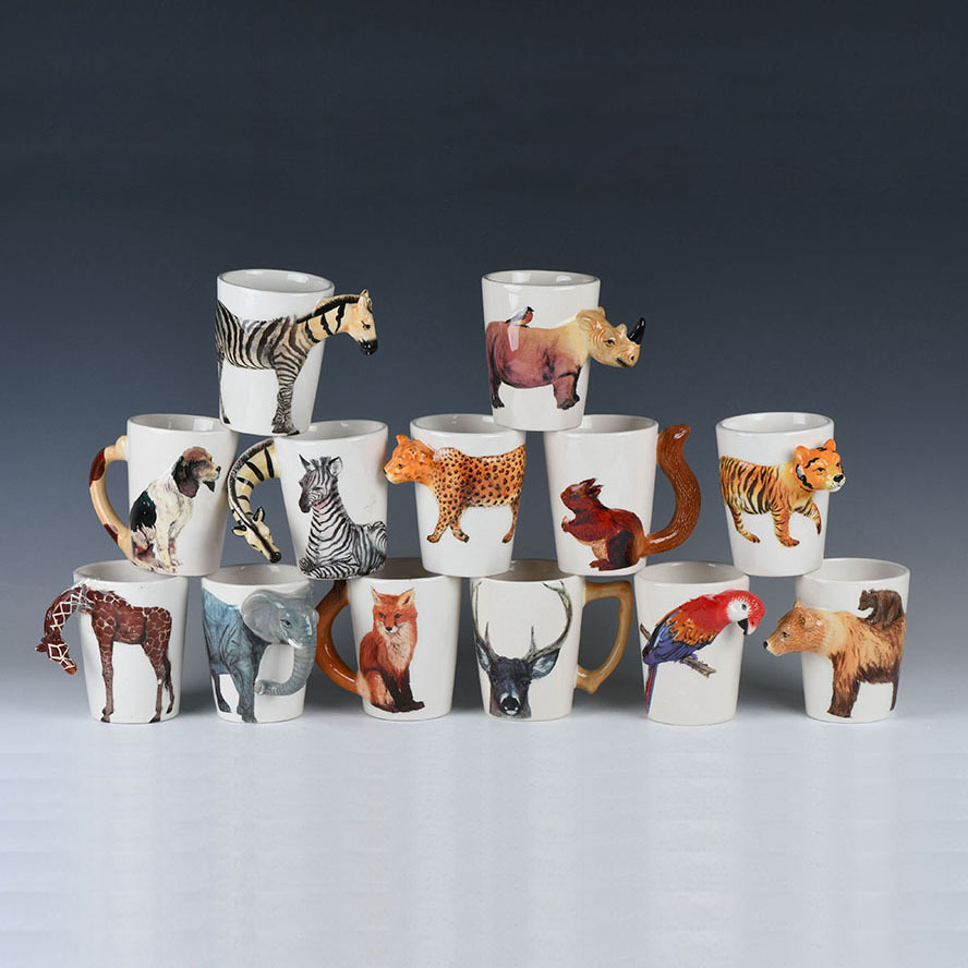 wholesale custom ceramic dog cappuccino latte espresso coffee cup 3d animal mug